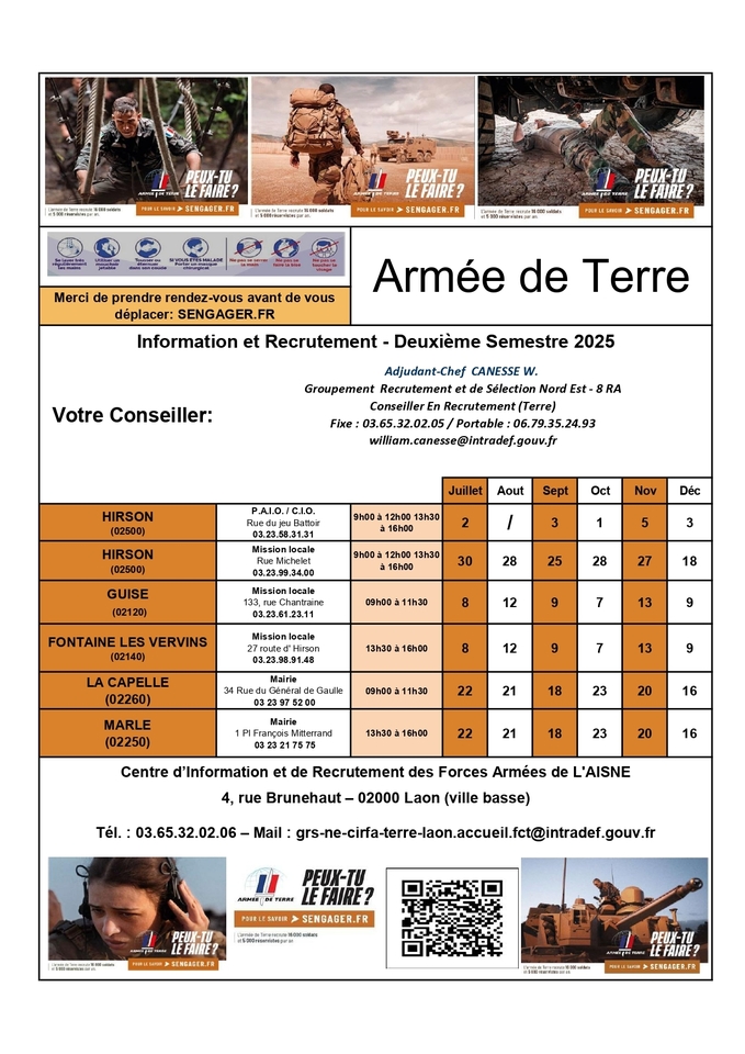 armée de terre 2eme sem 2025
